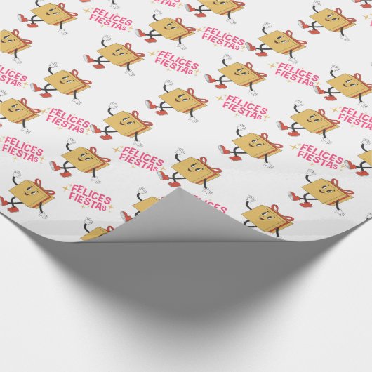 Felices Fiestas Wrapping Cadeau Guy Paper Cadeaupapier (Hoek)