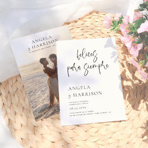 Felices Para Siempre Invitación de Boda Elegante Kaart