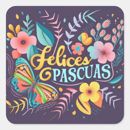 Felices Pascuas en un mundo de encanto Vierkante Sticker (Voorkant)