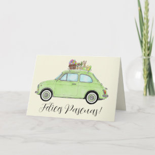 Felices Pascuas Spain Easter Retro Fiat 500 Feestdagen Kaart