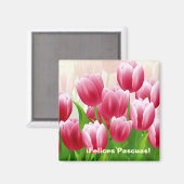 Felices Pascuas. Spring Tulips Easter Gift Magnets Magneet (Voorkant / Achterkant)
