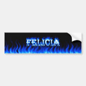 Felicia blauw vuur en vlammenbumper sticker (Voorkant)