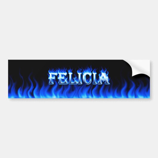 Felicia blauw vuur en vlammenbumper sticker (Voorkant)