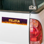 Felicia echt vuur en vlammenbumper sticker (Op Truck)