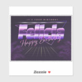 Felicia Name Vorname lila retro Sticker Geburtstag (Vel)