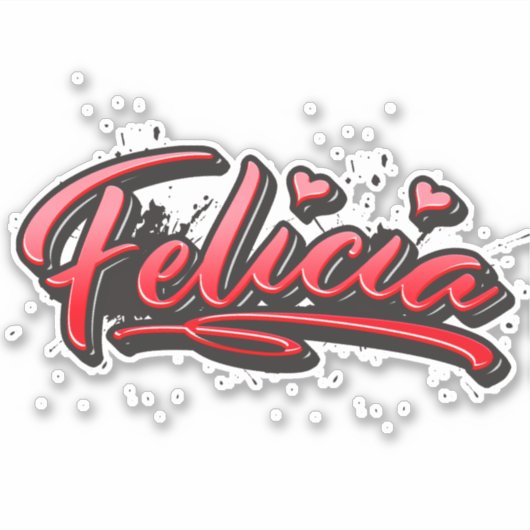 Felicia red Heart Graffiti Aufkleber Sticker (Voorkant)