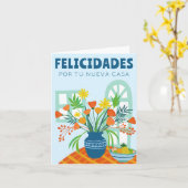 FELICIDADES GEFELICITEERD NIEUWE HOME Bloem Vaas Kaart (Gele Bloem)