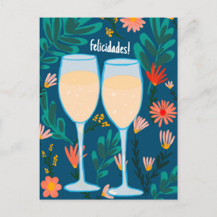Felicidades Mousserende Wijn Champagne Bloemen Pro Briefkaart
