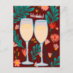 Felicidades Mousserende Wijn Champagne Bloemen Pro Briefkaart