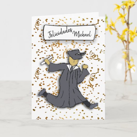 Felicidades personaliseren Afstuderen Kaart (Gele Bloem)