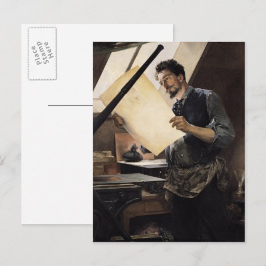 Felicien Rops in zijn studio Briefkaart (Voorkant / Achterkant)