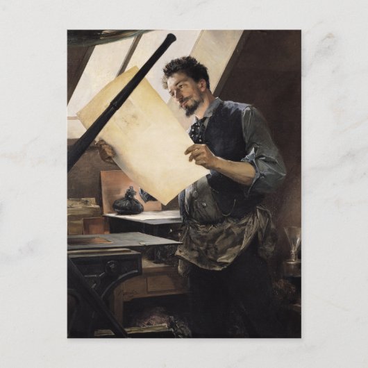 Felicien Rops in zijn studio Briefkaart (Voorkant)