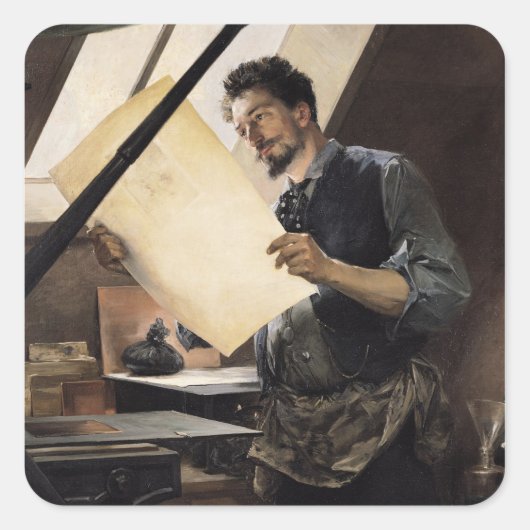Felicien Rops in zijn studio Vierkante Sticker (Voorkant)