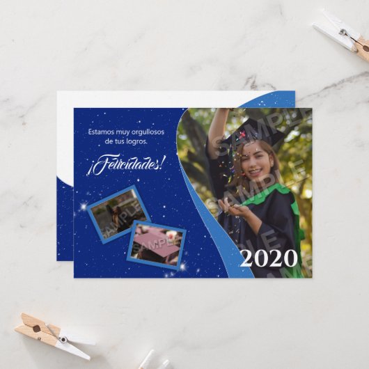 Felicitación o invitación de graduación kaart (Voorkant / Achterkant in situ)