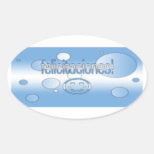 Felicitaciones! Arts van Argentijnse vlag voor Pop Ovale Sticker