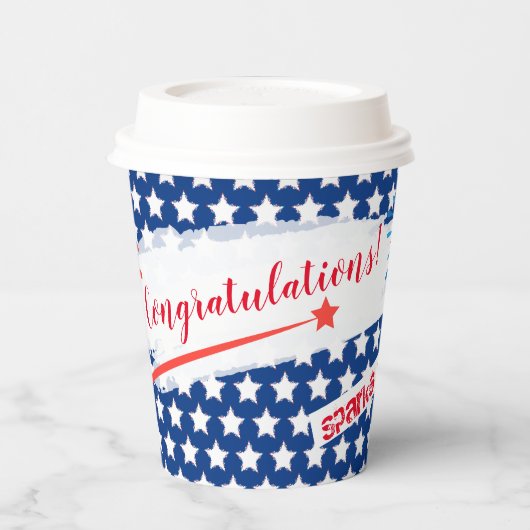 Felicitatie! 4e juli Amerikaanse vlag BBQ Papieren Bekers (Links)