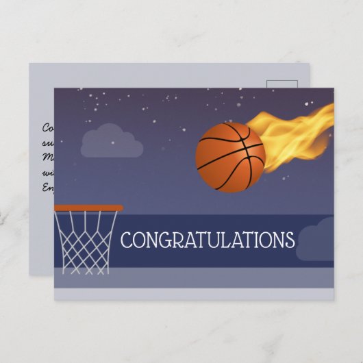 Felicitatie aan Basketbalteam Winnende Ansichtkaar Briefkaart (Voorkant / Achterkant)