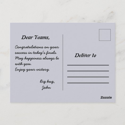 Felicitatie aan Basketbalteam Winnende Ansichtkaar Briefkaart (Achterkant)