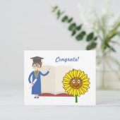 Felicitatie Afstudeer Zon Bloem Ansichtkaart Briefkaart (Staand voorkant)
