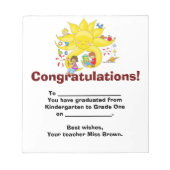 Felicitatie! Afstuderen Kindergarten Notitieblok (Voorkant)