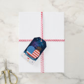 Felicitatie! Amerikaanse vlag op 4 juli Cadeaulabel (Met Touw)