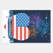 Felicitatie! Amerikaanse vlag op 4 juli Inpakpapier Vel (Voorkant)
