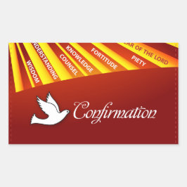 Felicitatie Bevestiging Duif met Goud en Rood Rechthoekige Sticker