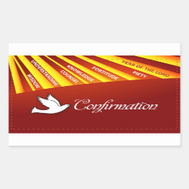 Felicitatie Bevestiging Duif met Goud en Rood Rechthoekige Sticker