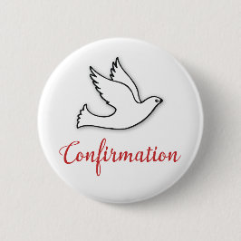 Felicitatie Bevestiging Duif met Goud, Rood Ronde Button 5,7 Cm