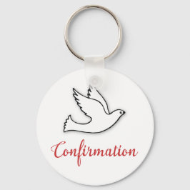 Felicitatie Bevestiging Duif met Goud, Rood Sleutelhanger