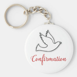 Felicitatie Bevestiging Duif met Goud, Rood Sleutelhanger