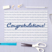 Felicitatie! blauw herhalingspatroon tissuepapier (Craft)