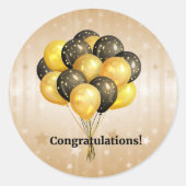 Felicitatie! Celebratieballonnen. Ronde Sticker (Voorkant)