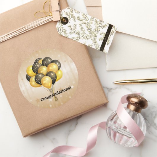 Felicitatie! Celebratieballonnen. Ronde Sticker (Geschenken)