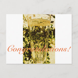 Felicitatie Champagne Glas Ansichtkaart Briefkaart