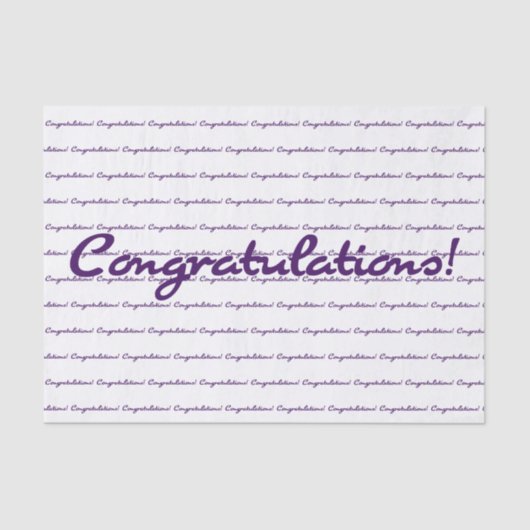 Felicitatie! Donker Paarse Casual script Tissuepapier (Voorkant)