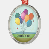 Felicitatie! gevierde ballonnen; metalen ornament (Links)