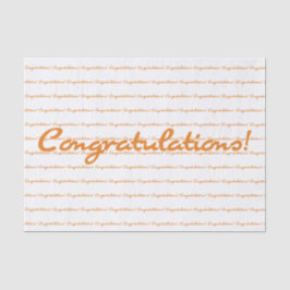 Felicitatie! Herfst oranje casual script Tissuepapier