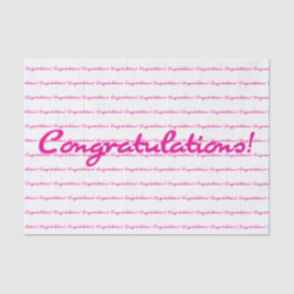 Felicitatie! Hot Pink Casual Script herhalen Tissuepapier