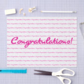 Felicitatie! Hot Pink Casual Script herhalen Tissuepapier (Craft)