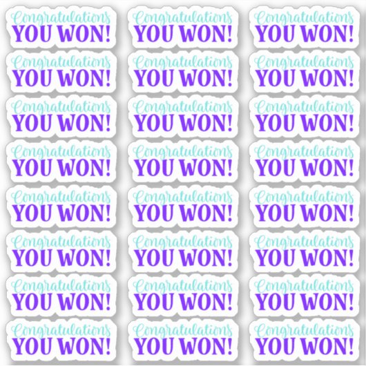 Felicitatie! Je hebt gewonnen! Vinyl Sticker (Voorkant)