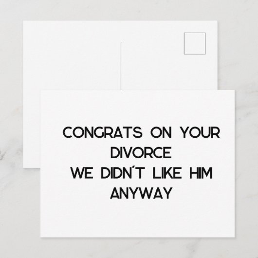 Felicitatie met de scheiding briefkaart (Voorkant / Achterkant)