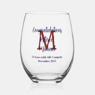 Felicitatie met pensioen Monogram naam Wijnglas Zonder Voet