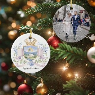 Felicitatie na de eerste kerst als getrouwd paar keramisch ornament