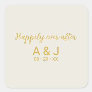 Felicitatie Naam Initiaal in Alabaster Wit Goud Vierkante Sticker