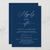 Felicitatie, Navy Blue, Uitnodiging Elopement Fees (Voorkant / Achterkant)