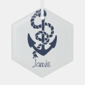 Felicitatie! New Boat Nautical Navy Anchor Glas Ornament (Voorkant)