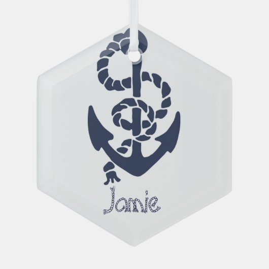 Felicitatie! New Boat Nautical Navy Anchor Glas Ornament (Voorkant)