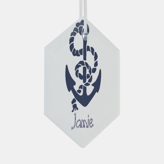 Felicitatie! New Boat Nautical Navy Anchor Glas Ornament (Voorkant Rechts)