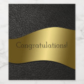 Felicitatie! Slank Gold Band op zwart leder Wijn Etiket (Enkel label)